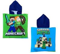 CARTOON Poncho de baño infantil de microfibra de poliéster, tamaño 50 x 100 cm, Minecraft, Talla única