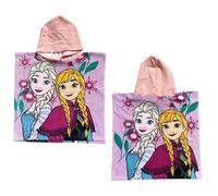 CARTOON Poncho de baño para niña, 50 x 100 cm, microfibra, 100% poliéster, secado rápido, poncho con capucha, diseño de Elsa y Anna, regalo de Disney