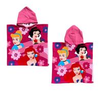 CARTOON Poncho de playa para niñas Disney Princesa 50 x 100 cm Albornoz Microfibra 100% Poliéster Secado Rápido Poncho con Capucha, Rosa, Princesa Idea de Regalo