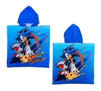CARTOON Poncho de playa para niños, tamaño 55 x 110 cm, de microfibra de poliéster, Sonic, Talla única