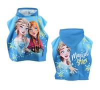 CARTOON Poncho Mar Niña Disney Elsa Anna con Capucha Albornoz de Microfibra 110x55cm Secado Rápido 240gr/m² Ideal para Piscina y Playa Magical Spark