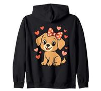 Cartoon Puppy With Hearts Polka Dot Bow Para Amantes De Sudadera con Capucha