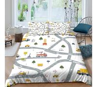 Cartoon road map Funda Edredon Microfibra 3 Piezas Compuesto Impresión 3D Cierre de Dibujo Animado road map Funda de Edredón Funda de Almohada a Juego Transpirable for Adultos King（220x240cm）