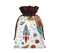 Cartoon Rockets - Bolsa de regalo de gran capacidad de 8.3 x 11.8 pulgadas con cordón para tus preciosos regalos de Halloween, 1 unidad
