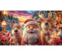 Cartoon-Santa-with-Hearts-and-Candy-Canes 1000 Piezas Puzzle Educativo desafiante para Adultos y niños Papel Reciclado Actividad en casa 70x50/1000pcs