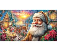 Cartoon-Santa-with-Hearts-and-Candy-Canes 1000 Piezas Puzzle Educativo desafiante para Adultos y niños Papel Reciclado Actividad en casa 70x50/1000pcs