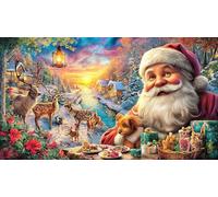 Cartoon-Santa-with-Hearts-and-Candy-Canes 1000 Piezas Puzzle en Papel Reciclado para Adultos Regalo Divertido Actividad en casa Juego Educativo Idea 70x50/1000pcs