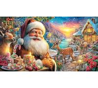 Cartoon-Santa-with-Hearts-and-Candy-Canes Puzzle Adultos 1000 Piezas Juego Educativo relajación Desafiante Papel Reciclado Idea de Regalo 38x26/1000pcs