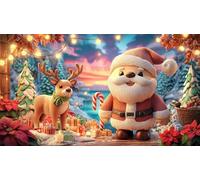 Cartoon-Santa-with-Hearts-and-Candy-Canes Puzzle Adultos 1000 Piezas Papel Reciclado Juego Familiar Desafiante para Adultos y niños de 12 años 70x50/1000pcs