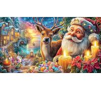 Cartoon-Santa-with-Hearts-and-Candy-Canes Puzzle de 1000 Piezas para Adultos Regalo para Mujeres y Hombres Idea Actividad en casa 38x52/1000pcs