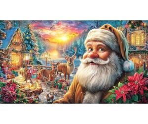 Cartoon-Santa-with-Hearts-and-Candy-Canes Puzzle de 1000 Piezas Reciclado Juego desafiante Educativo para Adultos Regalo para Mujeres y Hombres 38x52/1000pcs