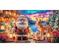 Cartoon-Santa-with-Hearts-and-Candy-Canes Puzzle Familiar 1000 Piezas Educativo Papel Reciclado Desafiante para Adultos Regalo para Hombres 38x26/1000pcs