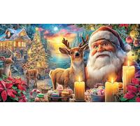 Cartoon-Santa-with-Hearts-and-Candy-Canes Puzzle para Adultos 1000 Piezas Juego Familiar Divertido y desafiante Papel Reciclado para decoración Mural y Regalos 38x26/1000pcs