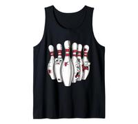 Cartoon Scared Bowling Pins - Funny Sport Bowler Tee Camiseta sin Mangas