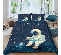 Cartoon Space Funda de Edredón Microfibra 3 Piezas Impresión 3D Cierre de Cremallera Oculta Dibujo Animado Space Funda Edredon Fundas de Almohada Lavables Transpirable for familia Single（135x200cm）
