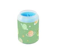 Cartoon Space Soft Green - Lavadora portátil para patas con cepillo de silicona suave para mascotas, suministros de aseo para perros medianos a grandes
