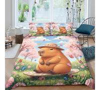 Cartoon Spring Funda Edredon Juego de Ropa de Cama de 3 Piezas Impresión 3D Cierre de Dibujo Animado Spring Funda de Edredón Funda de Almohada a Juego Transpirable for Ancianos King（220x240cm）