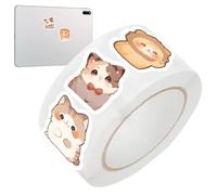 Cartoon Sticker Rolls - 500 Pieces Kids’ Cat Design Stickers For Scrapbooking, Waterproof Sealing And Envelope Decoration With Fun Motivational Patterns, Creative Craft Supplies For School Art