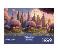 Cartoon-Style Cityscape of New York 1000 Pcs Cartón Rompecabezas Magic City Landscape Liberador De Estrés Juego Creativo Puzzle para Niños Pequeños 70x50cm/1000pcs