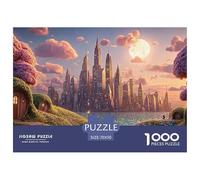 Cartoon-Style Cityscape of New York 1000 Piezas Cartón Fuerte Rompecabezas Magic City Landscape Imágenes Vibrantes Juego Familiar Puzzle Juego De Desafío Difícil 70x50cm/1000pcs