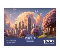 Cartoon-Style Cityscape of New_York 1000 Piezas Corte Preciso Rompecabezas Cloud Wave Sunset Vibrante Jigsaw Educativo Niños 52x38cm/1000pcs