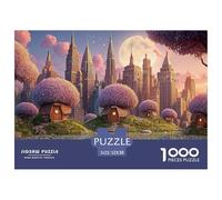 Cartoon-Style Cityscape of New York 1000 Piezas Papel Ecológico Rompecabezas Magic City Landscape Imposible, Difícil Juego Creativo Puzzle para Niños Pequeños 52x38cm/1000pcs