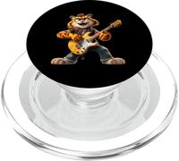 Cartoon Tiger Rock Guitarrista Tocando Guitarra Eléc PopSockets PopGrip para MagSafe