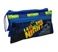 CARTOON Tombolino 3 compartimentos estuche escolar multi-compartimentos organizador de papelería, bolígrafos, lápices de colores, batman, 22 x 13.5 x 2 cm