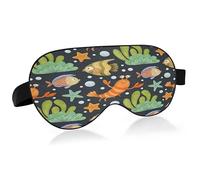 Cartoon Underwater Sea Animals Sleep Mask Lightweight Soft Breathable Eye Mask with Adjustable Strap Blackout Eye Mask for Women Men for Travel Night Sleeping
