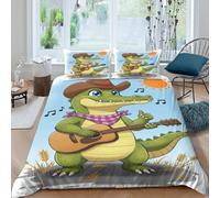 Cartoon Western Funda Edredon Microfibra Juego de Ropa de Cama de 3 Piezas Impresión 3D Cierre de Dibujo Animado del Oeste Funda de Edredón Funda de Almohada a Juego for Adultos King（220x240cm）