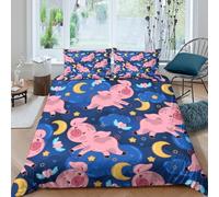 Cartoon Whimsical Funda Edredon Juego de Ropa de Cama de 3 Piezas Impresión 3D Cierre de Dibujo Animado Whimsical Funda de Edredón Funda de Almohada a Juego Suave for Ancianos King（220x240cm）