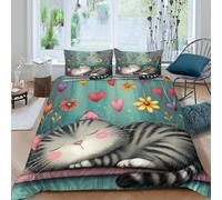 Cartoon Whimsical Funda Edredon Juego de Ropa de Cama de 3 Piezas Impresión 3D Cierre de Dibujo Animado Whimsical Funda de Edredón Funda de Almohada a Juego Lavables for Adultos King（220x240cm）