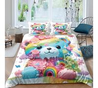 Cartoon Whimsical Funda Edredon Juego de Ropa de Cama de 3 Piezas Impresión 3D Dibujo Animado Whimsical Estilo Funda de Edredón Funda de Almohada a Juego Suave for Ancianos Double（200x200cm）