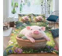 Cartoon whimsical style Funda de Edredón Juego de 3 Piezas Impresión 3D Cierre de Dibujo Animado whimsical estilo Funda Edredon Funda de Almohada a Juego Lavables for jóvenes Double（200x200cm）