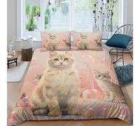 Cartoon whimsical style Funda de Edredón Microfibra 3 Piezas Impresión 3D Cierre de Dibujo Animado whimsical estilo Funda Edredon Fundas de Almohada Transpirable Suave for niños y niñas （135x200cm）