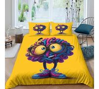 cartoon whimsical style Funda Edredon 3 Piezas Compuesto Impresión 3D Cierre de dibujo animado whimsical estilo Funda de Edredón Funda de Almohada a Juego Lavables for Adolescentes Double（200x200cm）