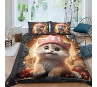 Cartoon Whimsical Style Funda Edredon Juego de Ropa de Cama de 3 Piezas Impresión 3D Cierre de Dibujo Animado Whimsical Estilo Funda de Edredón Funda de Almohada a Juego Lavables for niña