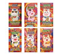 Cartoon Year of the Horse Red Envelopes, 6 Embossed Foil Pieces, Chinese New Year Red Packets for Kids, Adults, Family, Friends, Neighbors, Home Celebration