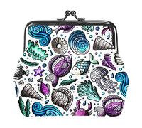 CartoonCuteHandDrawnSeaLife Monedero Kiss Lock Change Monedero Vintage Trinkets Pouch