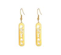 Cartouche - Pendientes colgantes para mujer, aretes de aro egipcios, ojo de Horus/Ankh, aretes de cartouche con nombre personalizado, aretes de jeroglífico antiguo egipcio, joyería de regalo, Acero