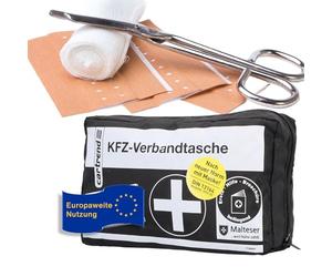 Cartrend 7730043 Kit de primeros auxilios, negro, DIN 13164, con manual de primeros auxilios