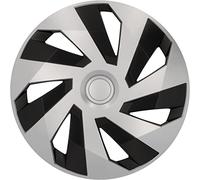 Cartrend Flow - Juego de 4 tapacubos de 14" para Todas Las Llantas de Acero comunes de plástico ABS Especial de Calidad Resistente a los Golpes, Pintura metálica de Doble Capa, cubrible, Negro