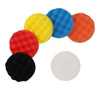 cartrend Juego de esponjas de pulido con soporte de tornillo M14, almohadilla de pulido, 5 esponjas lavables, cubierta de pulido con velcro y plato de pulido, multicolor, 180 mm de diámetro