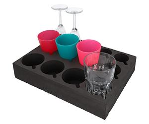 cartrend Portavasos y vasos para caravana, protege contra roturas y traqueteos, 13 soportes, accesorios para acampada, caravana, autocaravana, accesorios para caravanas