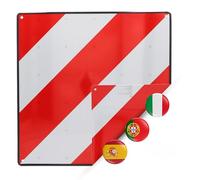 cartrend Señal Reflectante de Advertencia para Italia y España, de Aluminio, para sobresalir, portabicicletas, 50 x 50 cm, con Cuatro Anillas para Colgar, Color Rojo y Blanco
