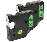 Cartridges Kingdom 2 Cintas de Etiquetas compatibles con Dymo D1 45019 (12mm x 7m) Negro sobre Verde