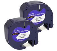 Cartridges Kingdom 2 Compatibles Cinta de Etiquetas para Dymo LetraTag 91201 S0721610 12mm x 4m Negro sobre Blanco, plástico