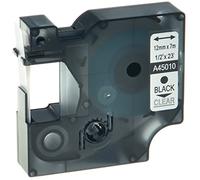 Cartridges Kingdom Cinta de Etiquetas compatible con Dymo D1 45010 (12mm x 7m) Negro sobre Transparente