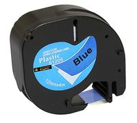 Cartridges Kingdom Compatible Cinta de Etiquetas para Dymo LetraTag 91205 S0721650 12mm x 4m Negro sobre Azul, plástico
