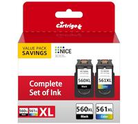 CARTRIGO 560 561 Cartuchos compatibles con Canon 560 561, compatibles con Cartuchos Canon TS5350A, para TS7450 TS7450a TS5351 TS5352 TS7450 TS7451i TS5353 (Negro y Color, Paquete de 2)